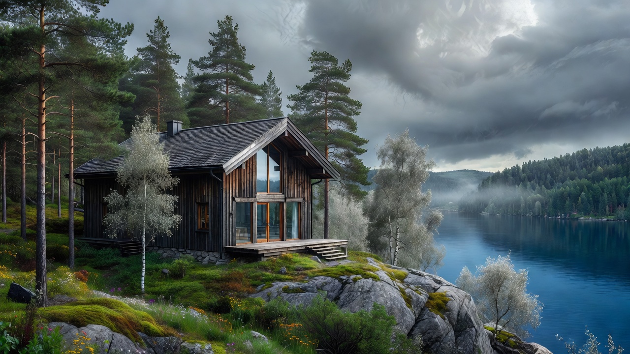 Hotel exterior showing Scandinavian wooden architecture and surrounding Norwegian nature