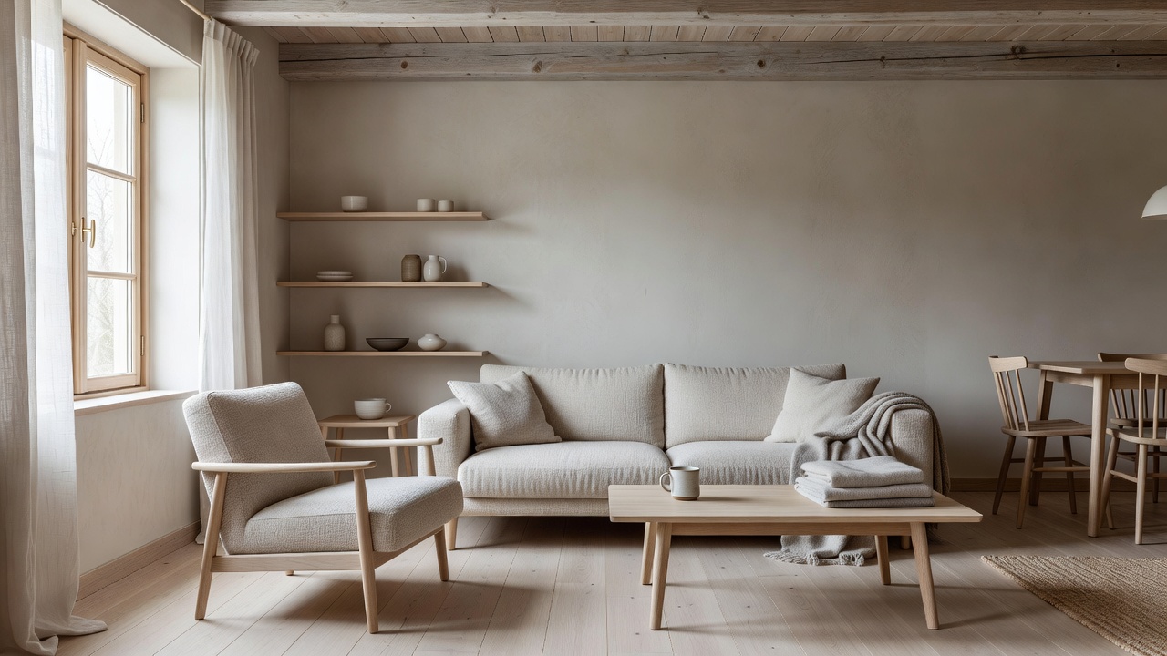 Nordic Comfort Room featuring Scandinavian wooden accents and neutral tones