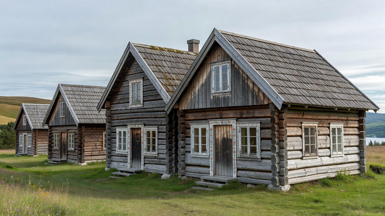 Norwegian heritage timber buildings showcasing regional craftsmanship and traditions